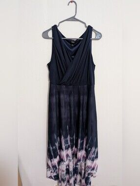 Simply Vera Vera Wang Navy Sleeveless Maxi Dress with Purple Tie-Dye Hem